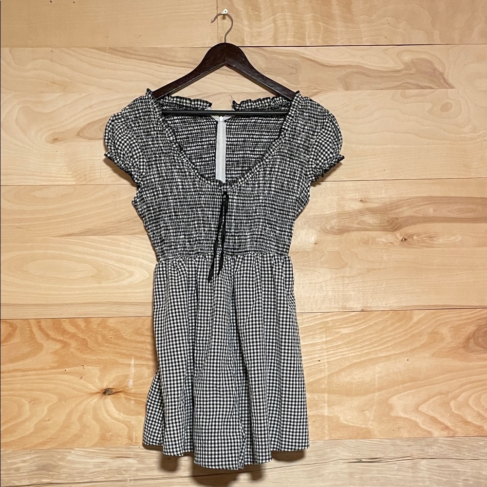 Chic Black and White Checkered Mini Dress